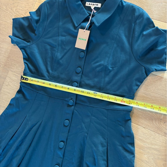 Boden Bridget Ponte Short Dress Above Knee Button Pockets Midnight Teal 10 REG - Picture 13 of 15